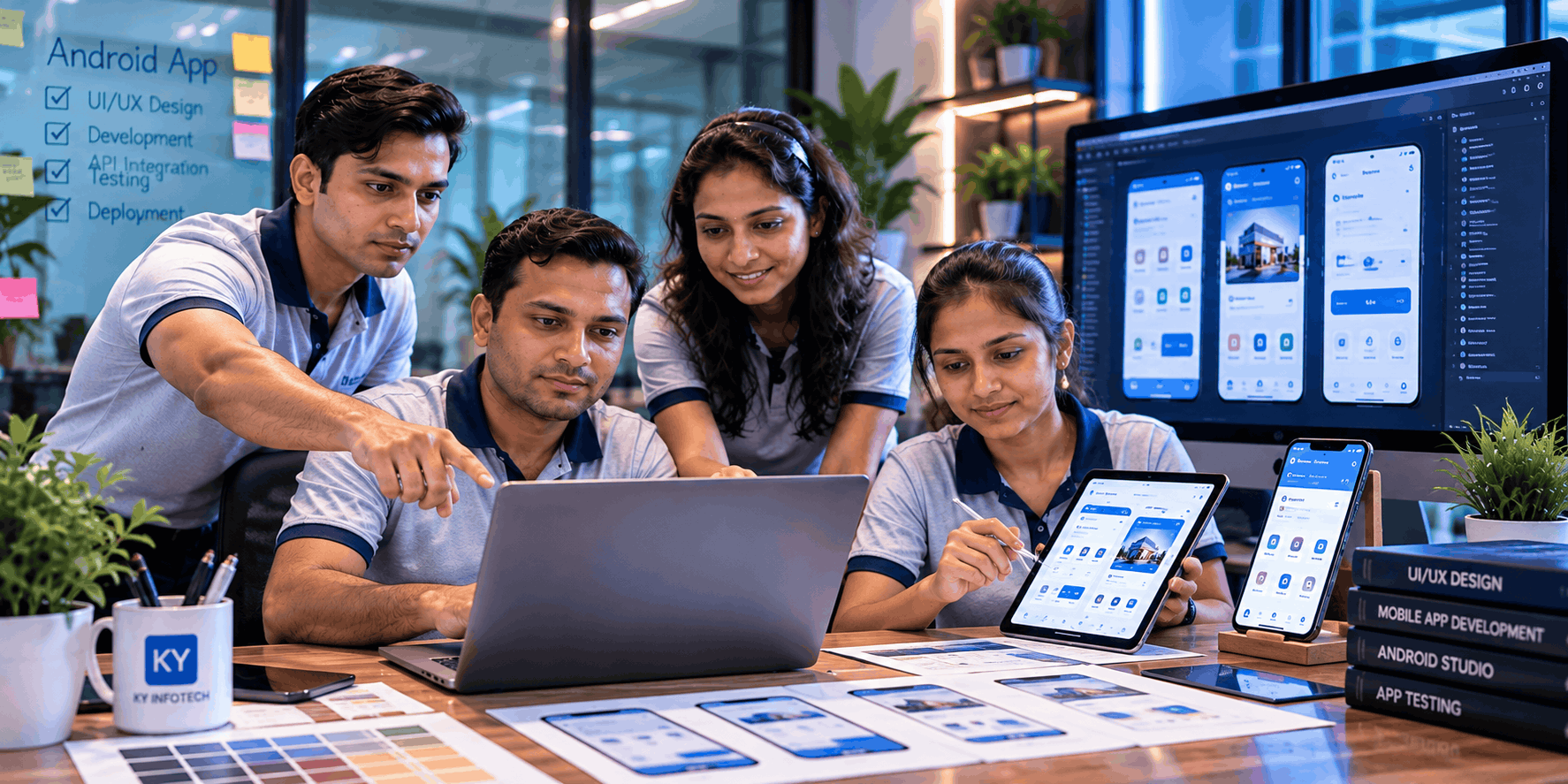 KY InfoTech employees designing a mobile app interface