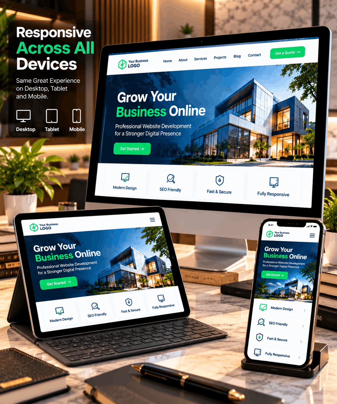 Website laptop responsive design