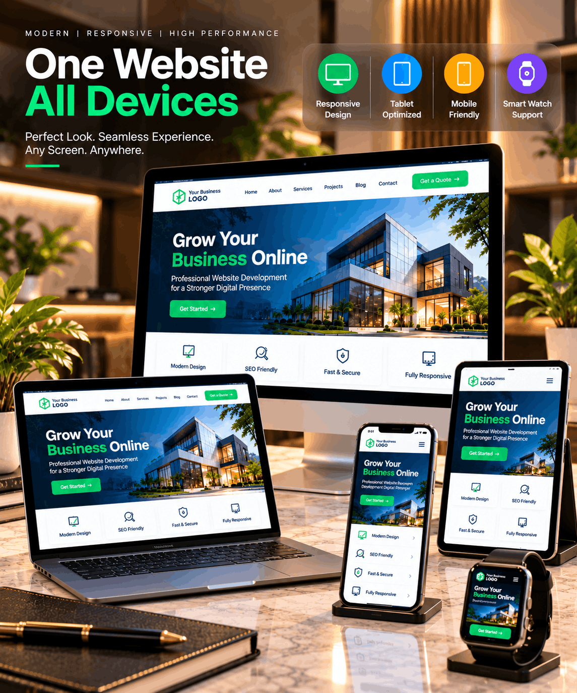 Website multi device responsive design